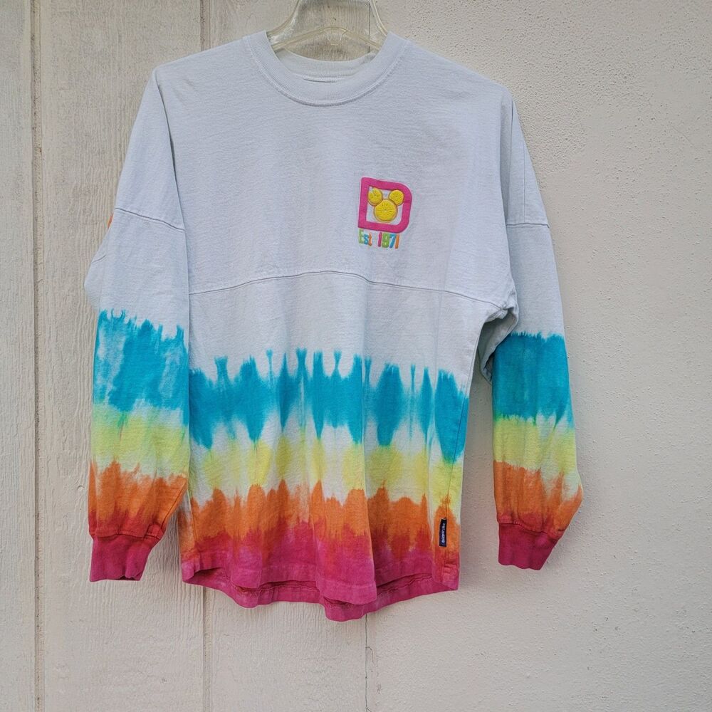 Walt Disney World Spirit Jersey TIE DYE RAINBOW w/LEMON Size XS Long Sleeve